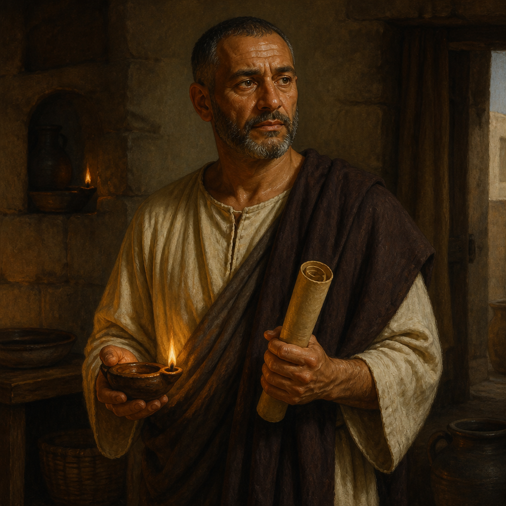 Oil-painting style portrait of Patrobas, Christian in Rome greeted by Paul in the Epistle to the Romans
