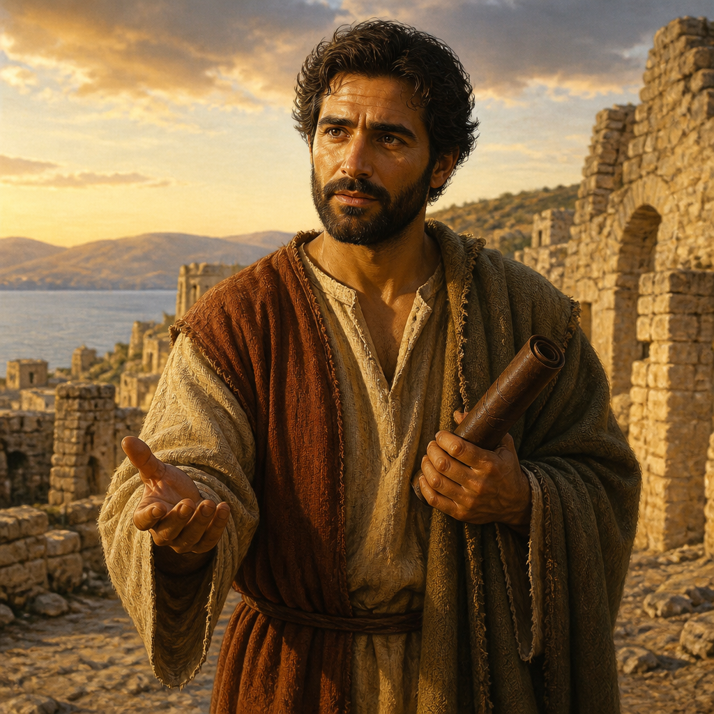 Oil-painting style portrait of Philip the Apostle, Apostle of Jesus who told Nathanael to 'come and see'