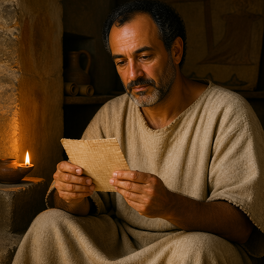 Oil-painting style portrait of Philologus, Christian in Rome greeted by Paul in the Epistle to the Romans