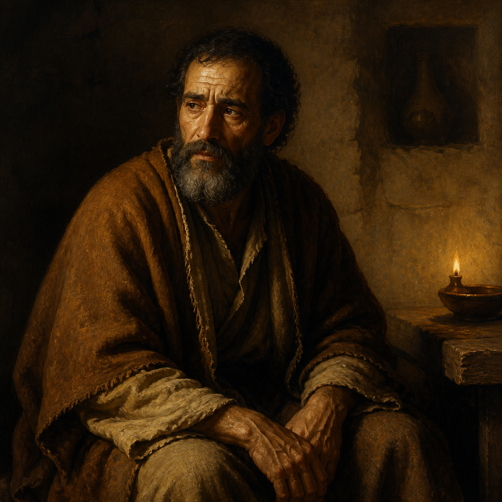Oil-painting style portrait of Simon, Father of Judas Iscariot, father of Judas Iscariot who betrayed Jesus