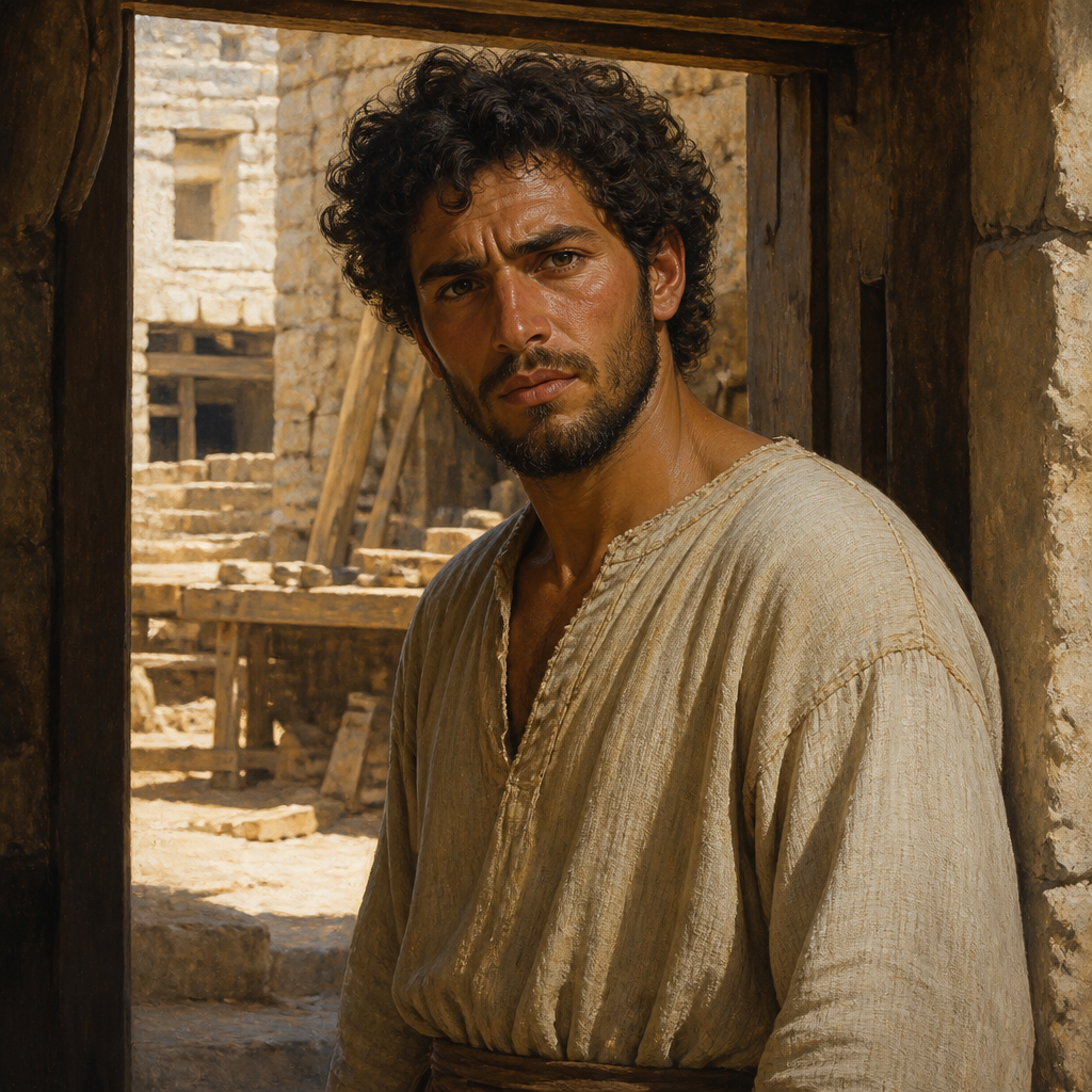 Oil-painting style portrait of Simon, Brother of Jesus, Brother of Jesus Christ mentioned during the rejection at Nazareth