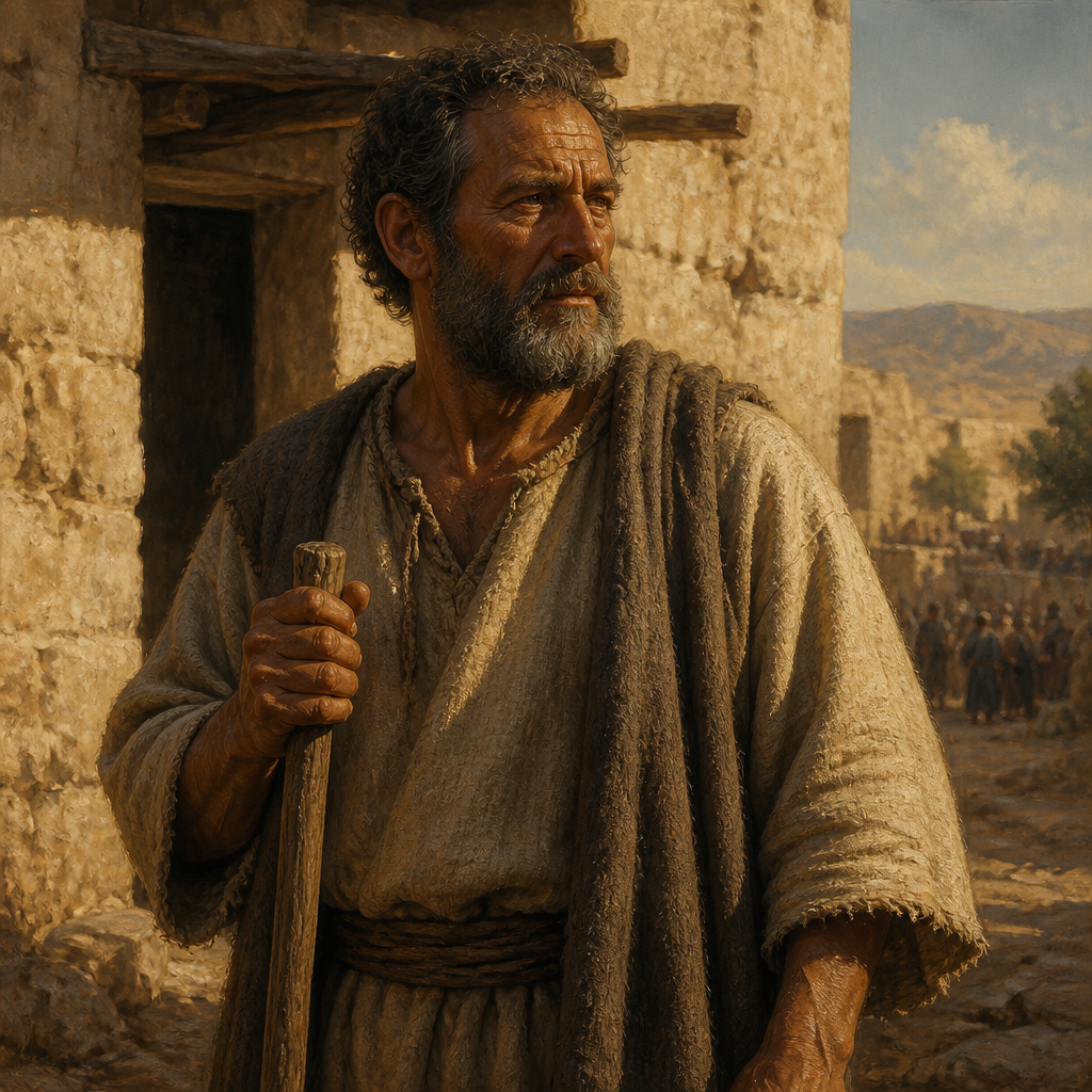 Oil-painting style portrait of Timaeus, Father of the blind beggar Bartimaeus