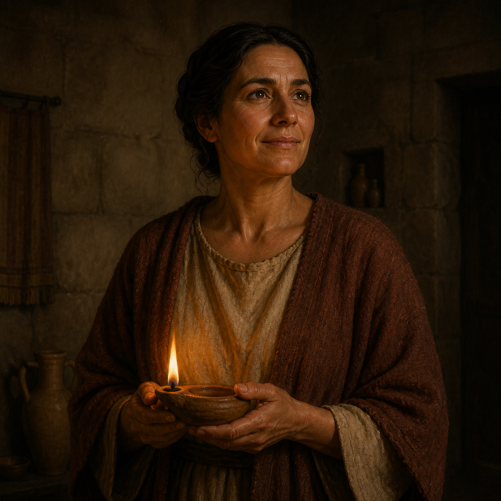 Oil-painting style portrait of Tryphaena, Christian woman in Rome commended by Paul for her hard work