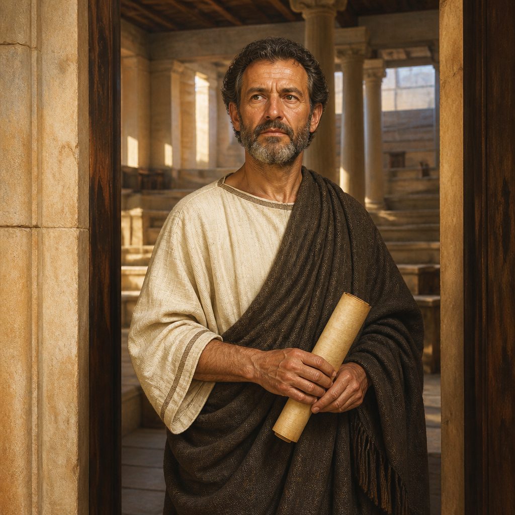 Oil-painting style portrait of Tyrannus, Ephesian man whose lecture hall served as Paul's teaching center for two years
