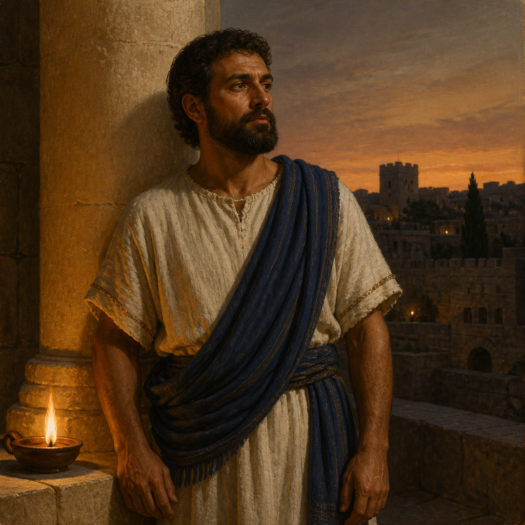 Oil-painting style portrait of Mattatha, Descendant of David listed in the genealogy of Jesus in the Gospel of Luke