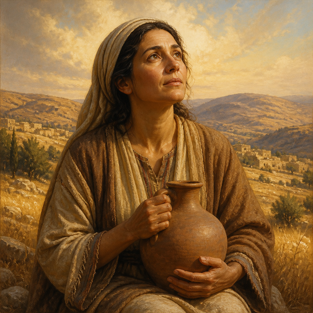 Oil-painting style portrait of Samson's Mother, Mother of Samson who received the divine promise of his birth and Nazirite calling