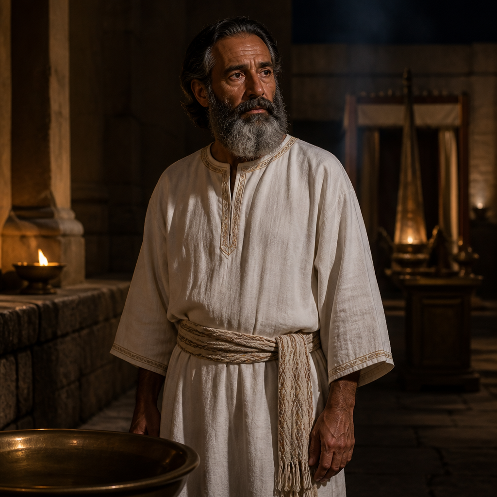 Oil-painting style portrait of An Unnamed Ancestor of Abiathar, Priestly descendant of Eli whose lineage was eventually removed from office to fulfill prophecy