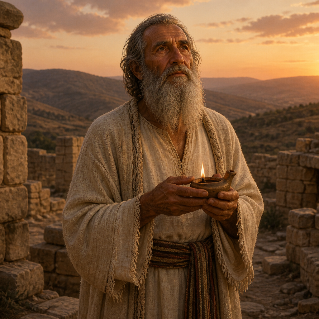 Oil-painting style portrait of Unnamed Ancestor of Abiathar, Levite patriarch and father of Eli whose house was later judged by God