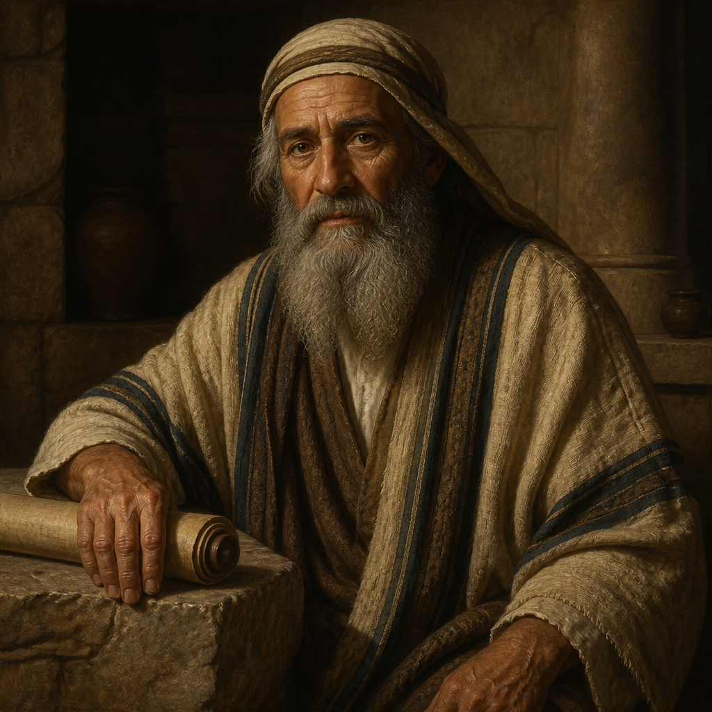 Oil-painting style portrait of Abdi, Father of Kish the Levite, Levite father whose son Kish helped King Hezekiah purify the Temple