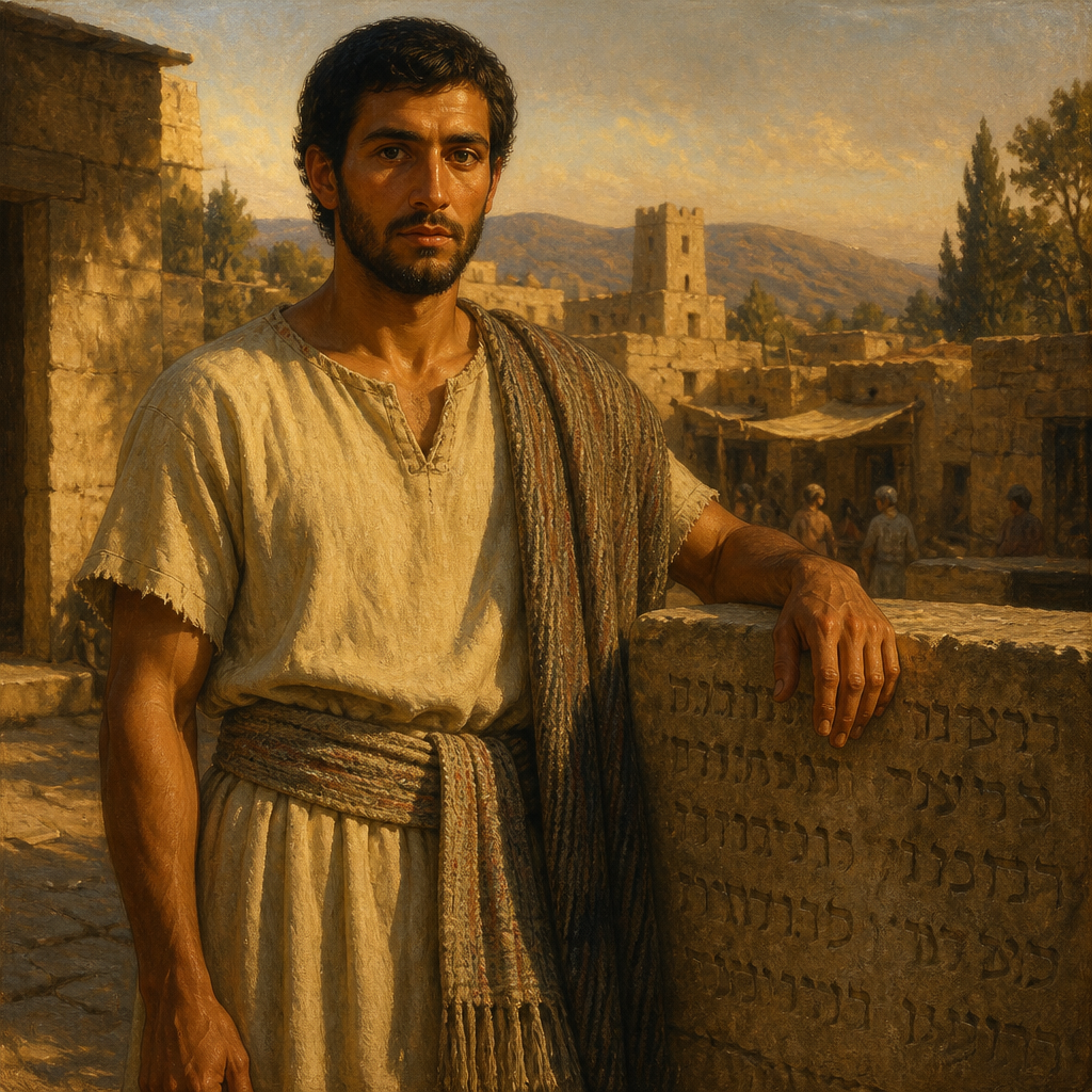 Oil-painting style portrait of Abiezer, Son of Hammolecheth, son of Hammolecheth listed in the genealogy of Manasseh