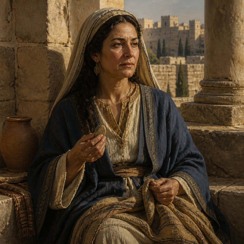 Oil-painting style portrait of Abihail, Mother of Mahalath, Mother of Mahalath and niece of King David who married Jerimoth