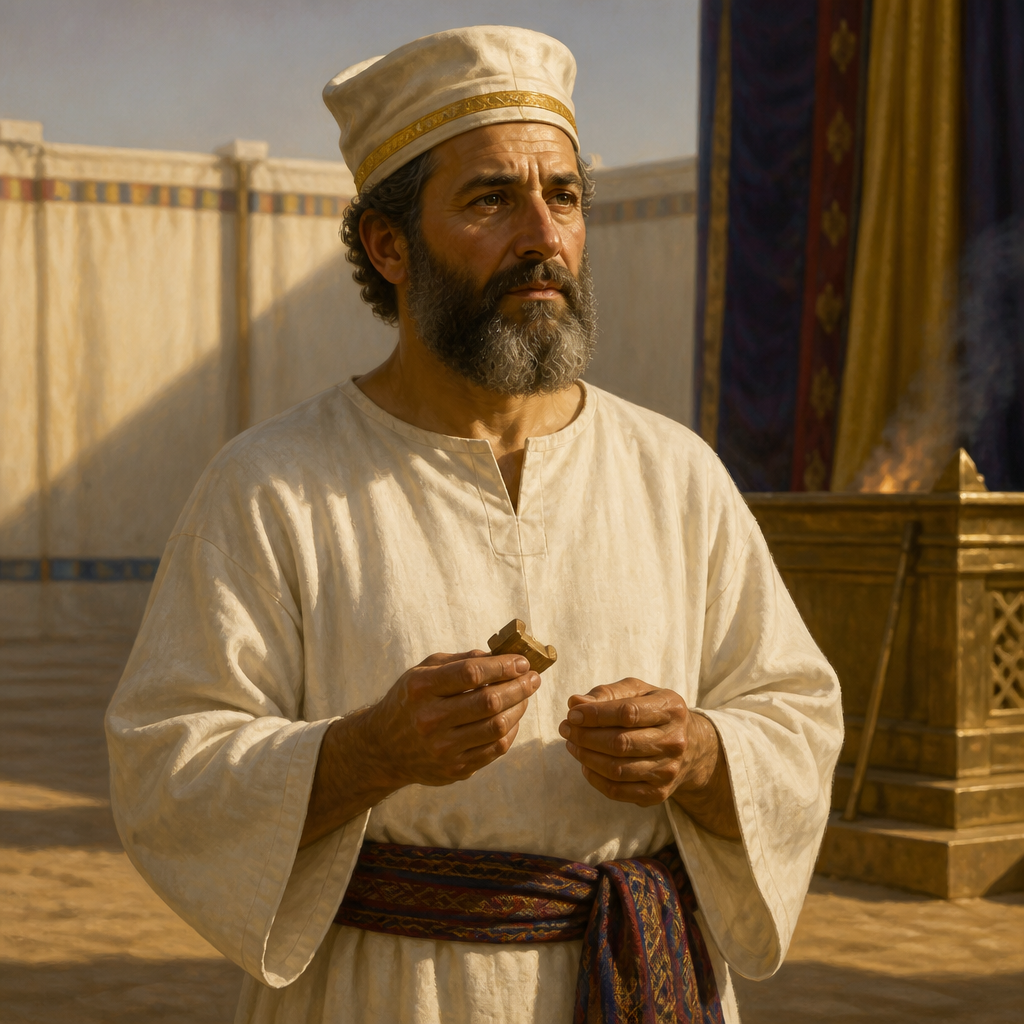 Oil-painting style portrait of Abijah, Priest of the Divided Monarchy, Priest who headed the eighth division of the twenty-four priestly courses established for Temple service