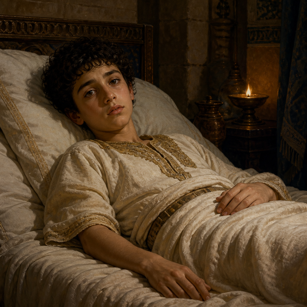 Oil-painting style portrait of Abijah, Son of Jeroboam, Son of Jeroboam whose death was prophesied by Ahijah as a judgment on his father's house