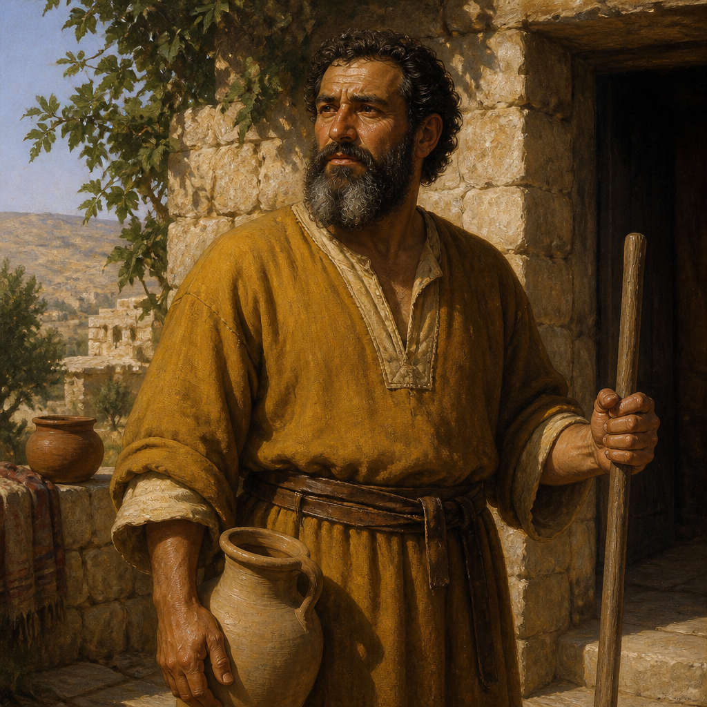 Oil-painting style portrait of Abishur, Patriarch of the Jerahmeelite line in Judah