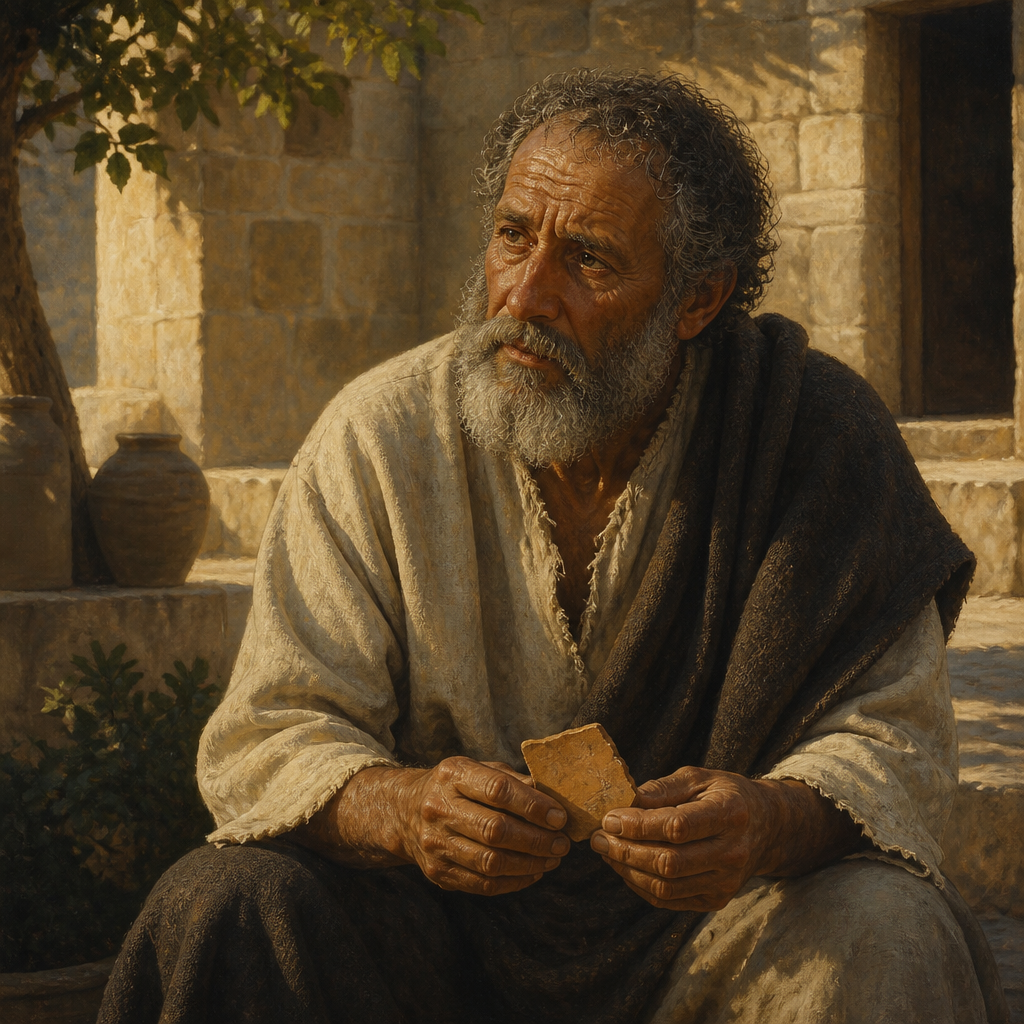 Oil-painting style portrait of Adaiah, Father of Maaseiah, father of the military commander Maaseiah who helped restore King Joash