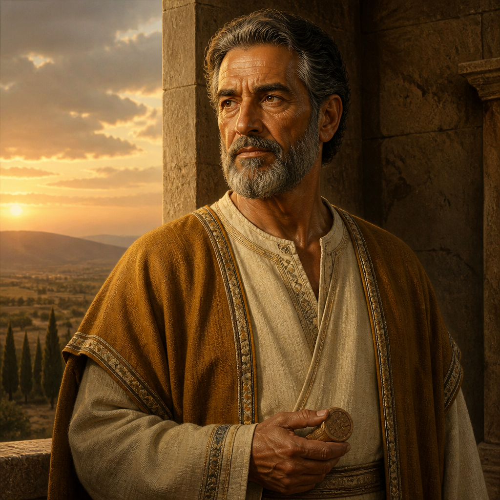 Oil-painting style portrait of Adaiah, Grandfather of Josiah, Maternal grandfather of King Josiah of Judah