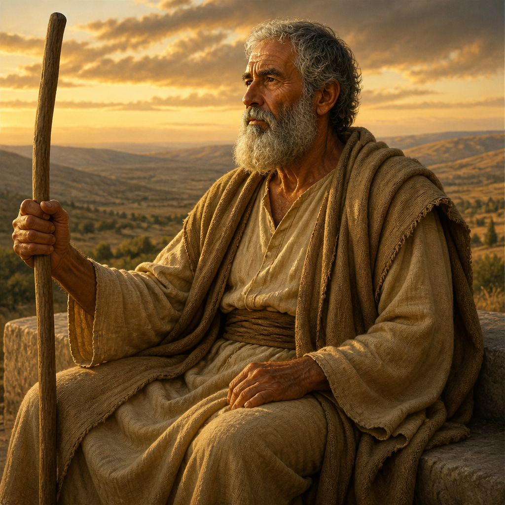 Oil-painting style portrait of Adlai, Father of Shaphat, the overseer of King David's valley herds