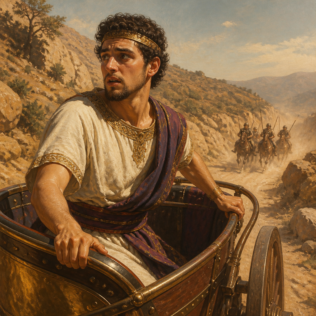 Oil-painting style portrait of Ahaziah, King of Judah, King of Judah who was killed by Jehu during the purge of the house of Ahab
