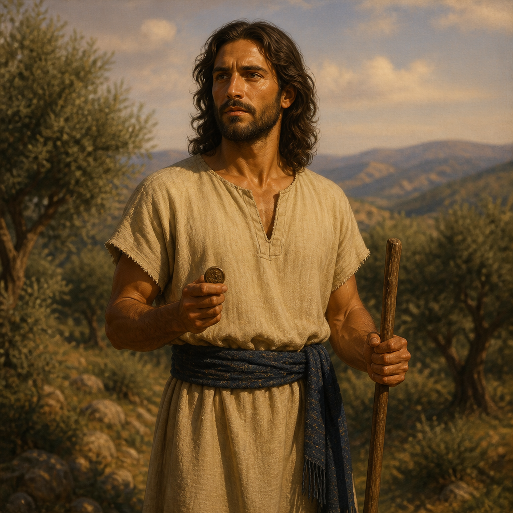 Oil-painting style portrait of Ahi, Son of Shemer, Son of Shemer listed in the genealogies of the Tribe of Asher