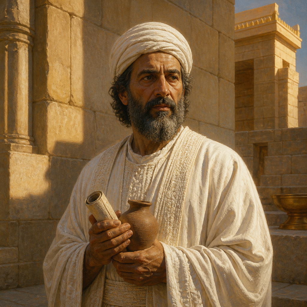 Oil-painting style portrait of Ahitub, Levite of the Divided Monarchy, Levite descendant of Amariah and father of Zadok in the high-priestly line