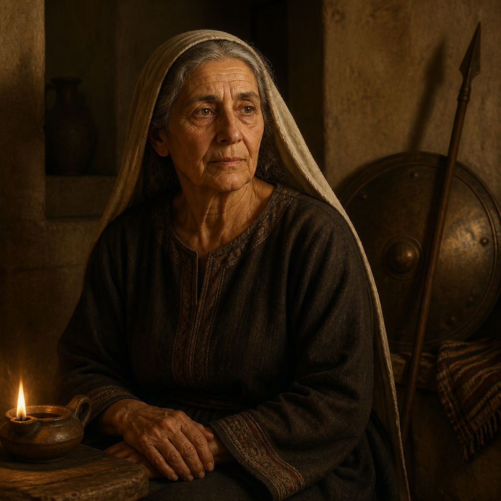 Oil-painting style portrait of Ahlai, Parent of Zabad, Parent of Zabad the mighty man