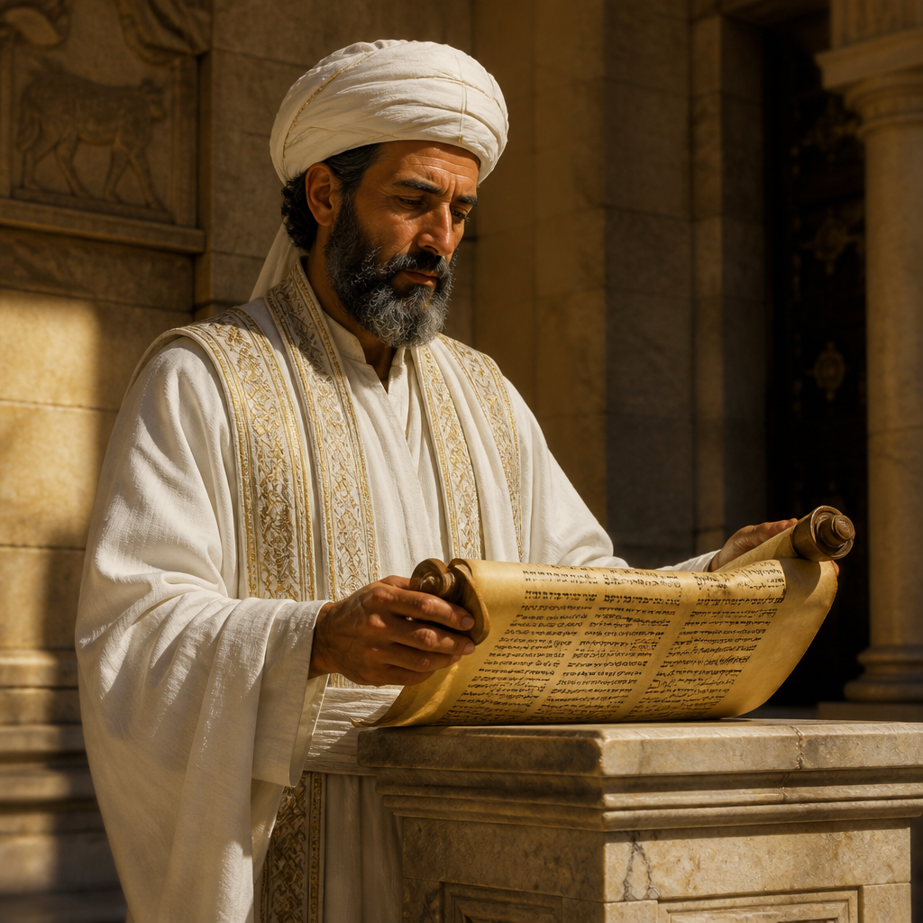 Oil-painting style portrait of Amariah, Levite of the Divided Monarchy, Levite priest in the lineage of the high-priesthood during the Divided Monarchy