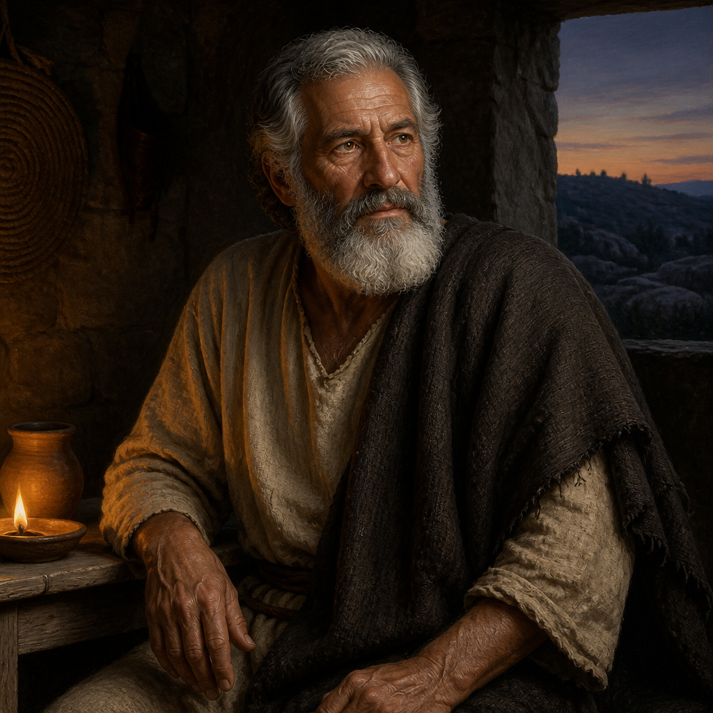 Oil-painting style portrait of Amittai, father of the prophet Jonah
