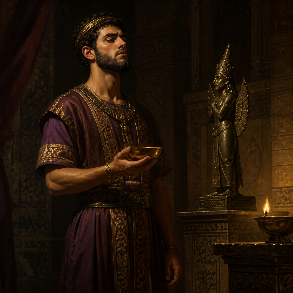 Oil-painting style portrait of Amon, King of Judah, King of Judah who was assassinated by his servants after a two-year reign of idolatry