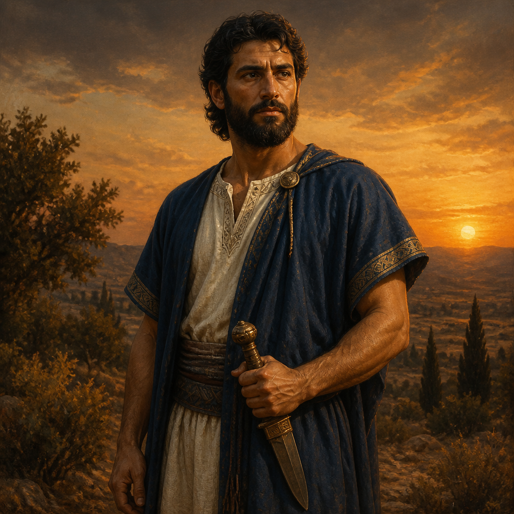 Oil-painting style portrait of Arah, Son of Ulla, Asherite descendant and son of Ulla listed in the genealogies of Chronicles