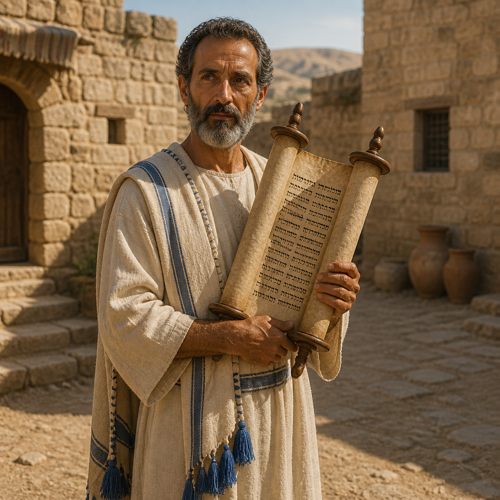 Oil-painting style portrait of Asahel, Levite of the Divided Monarchy, Levite commissioned by King Jehoshaphat to teach the Law throughout Judah