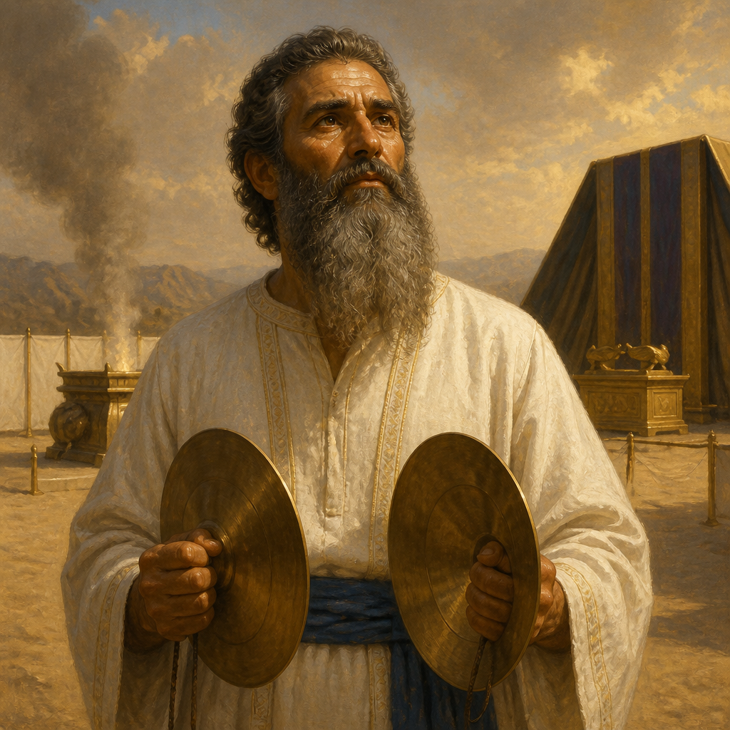 Oil-painting style portrait of Asaph, Levite Musician and Seer, Levite musician and composer of twelve Psalms who served as King David's chief singer