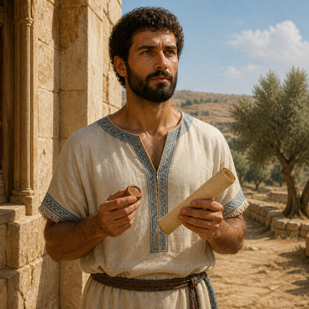 Oil-painting style portrait of Asarel, Son of Jehallelel listed in the genealogies of Judah