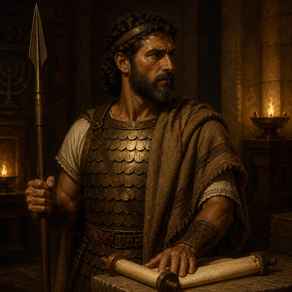 Oil-painting style portrait of Azariah son of Jeroham, Military commander who joined the covenant to restore King Joash