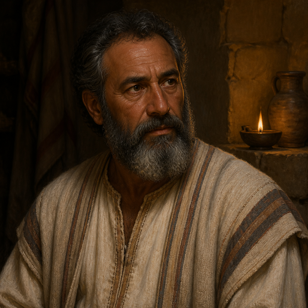 Oil-painting style portrait of Azariah, Father of Joel the Levite, Levite patriarch whose son Joel assisted in the Temple reforms of King Hezekiah