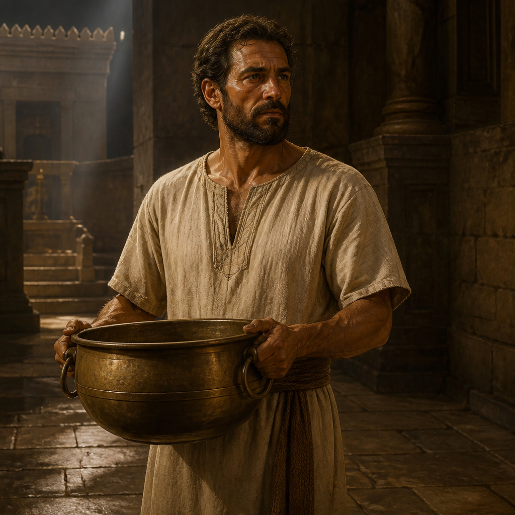 Oil-painting style portrait of Azariah, Son of Jehallelel, Levite of the Merarite clan who helped purify the Temple under Hezekiah