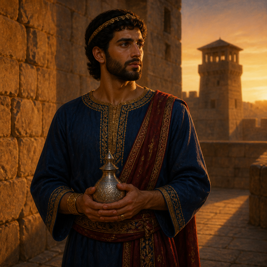 Oil-painting style portrait of Azariahu, Prince of Judah and son of Jehoshaphat who was murdered by his brother King Jehoram