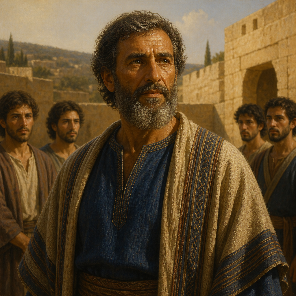 Oil-painting style portrait of Azel, Descendant of King Saul and father of six sons recorded in 1 Chronicles