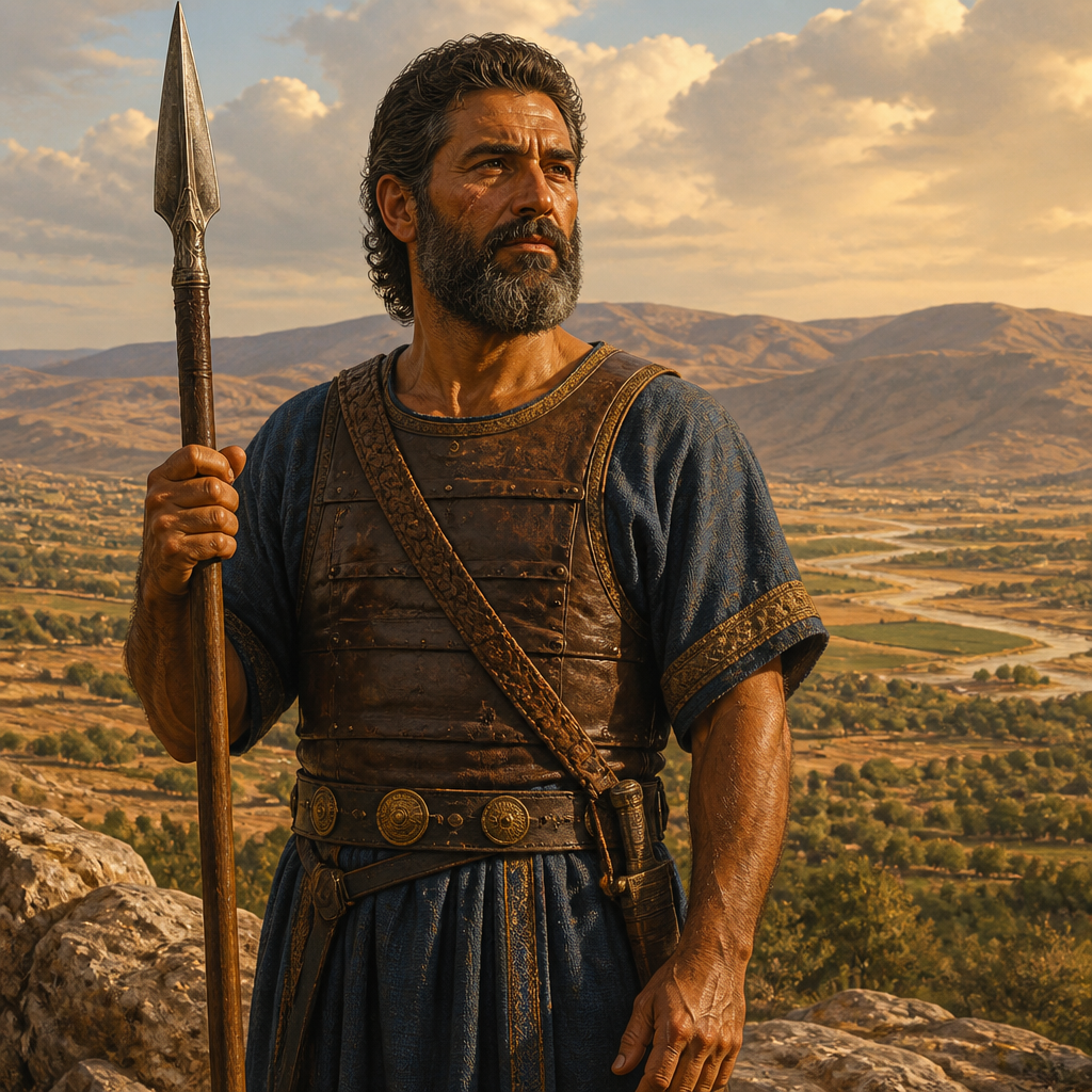 Oil-painting style portrait of Azriel, Clan Head of Manasseh, Clan head and mighty warrior of the half-tribe of Manasseh who was renowned as a famous man of valor