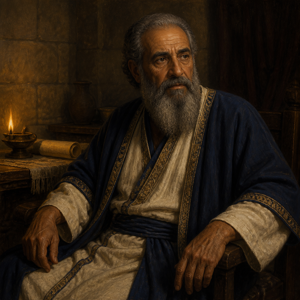 Oil-painting style portrait of Azriel, Father of Seraiah, Father of Seraiah, an officer ordered by King Jehoiakim to arrest the prophet Jeremiah