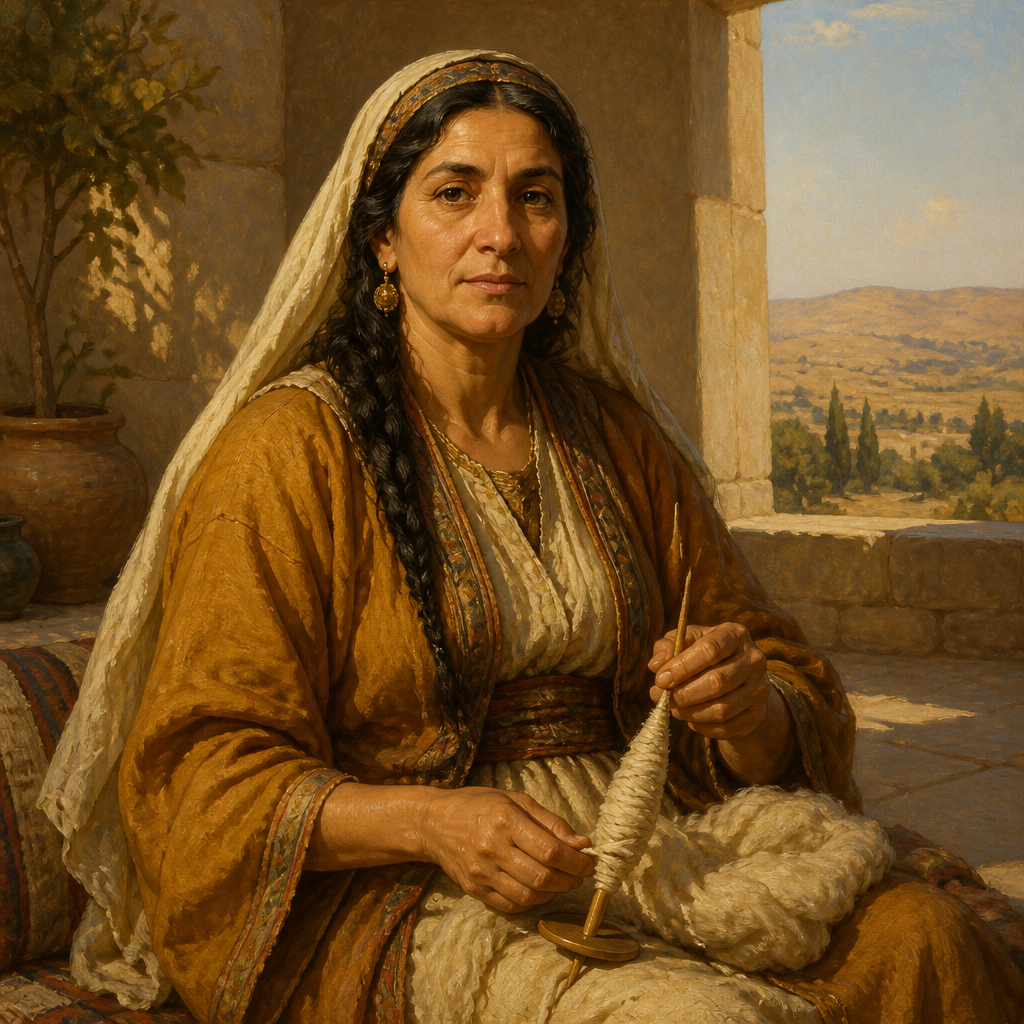 Oil-painting style portrait of Azubah, Wife of Caleb, Wife of Caleb son of Hezron who bore three sons and whose death led to Caleb's marriage to Ephrath