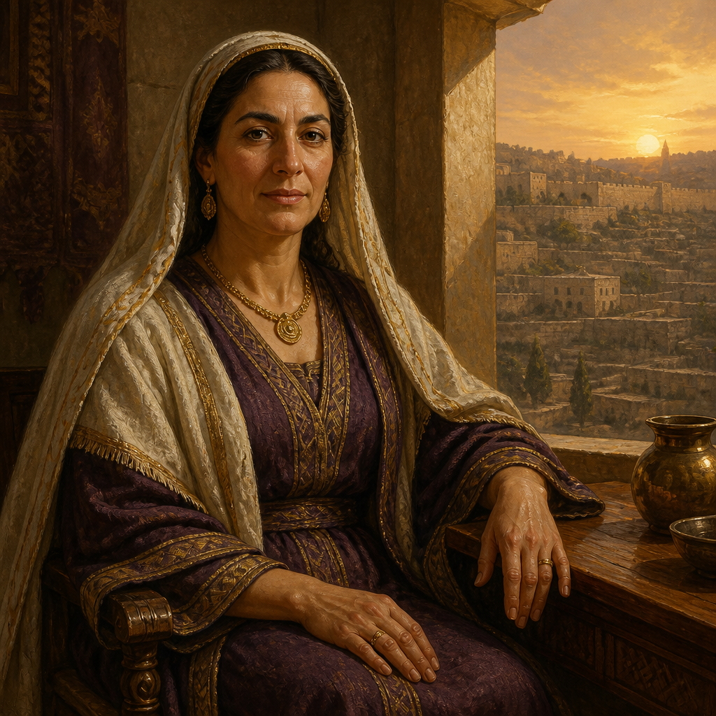 Oil-painting style portrait of Azubah, Mother of Jehoshaphat, Queen Mother of Judah and mother of King Jehoshaphat
