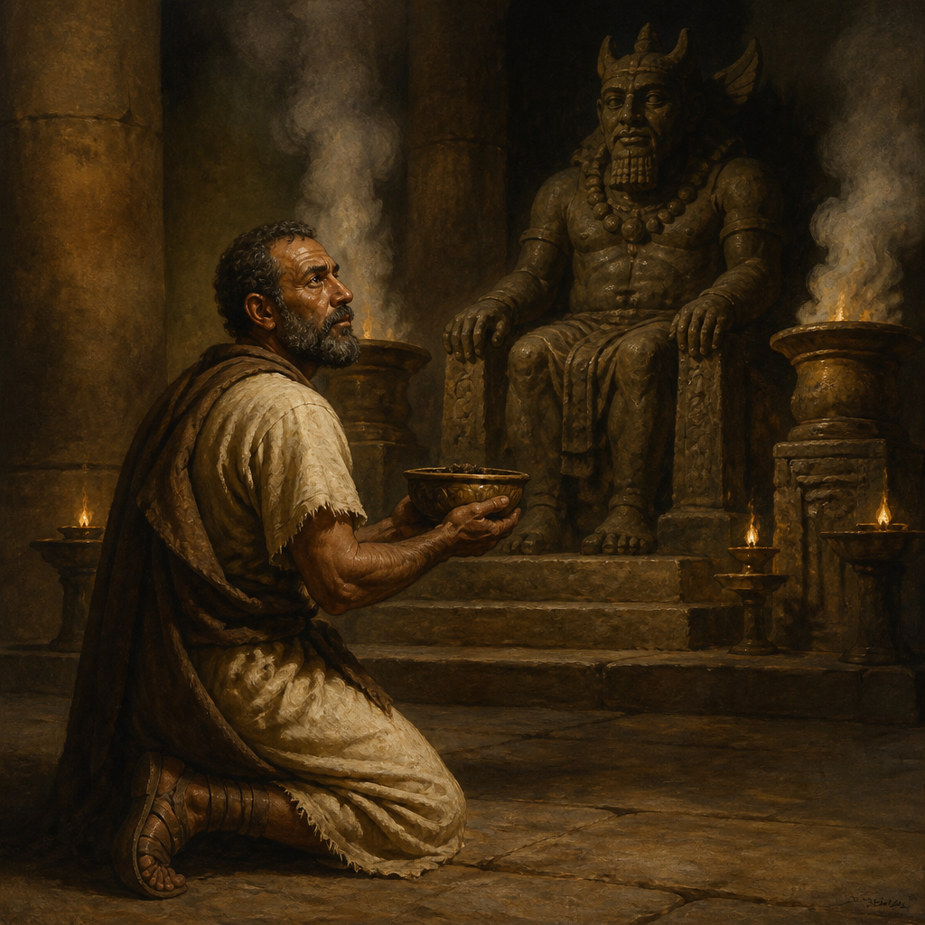 Oil-painting style portrait of Baal-zebub, God of Ekron whom King Ahaziah sought for healing