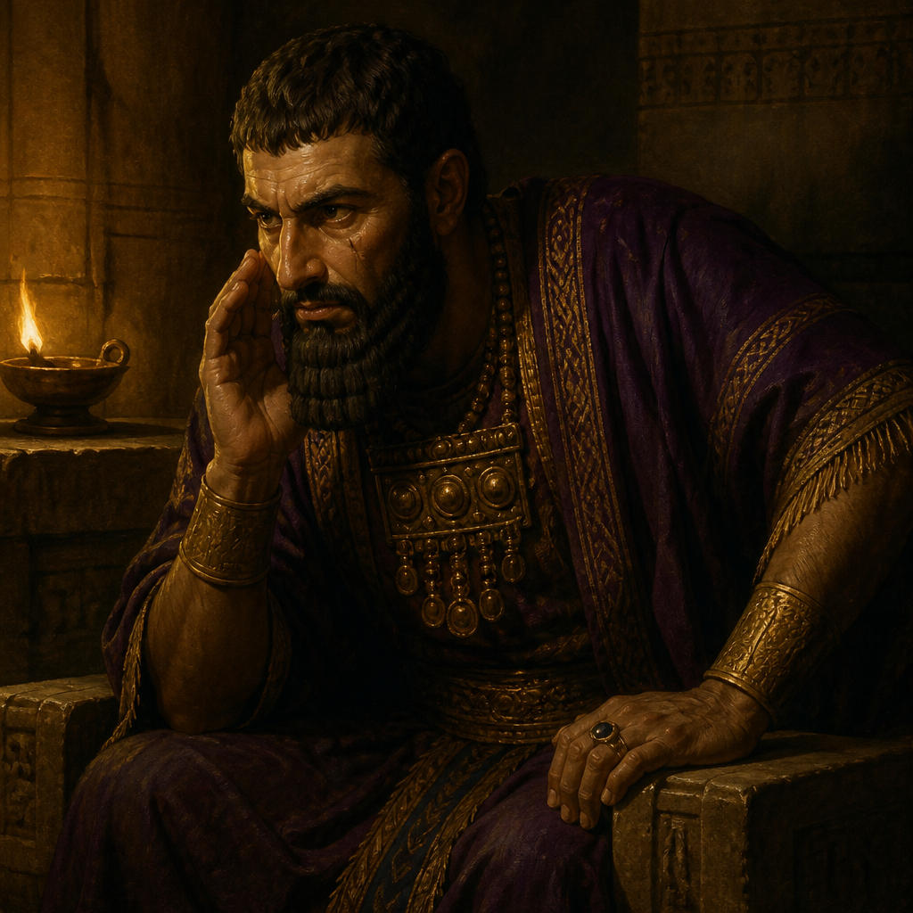 Oil-painting style portrait of Baalis, King of the Ammonites who plotted the assassination of Gedaliah