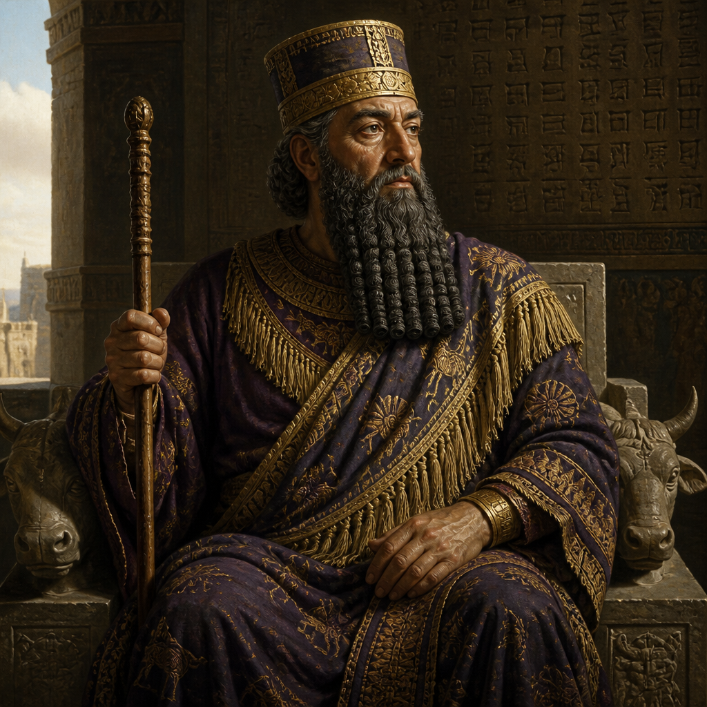 Oil-painting style portrait of Baladan, Father of King Merodach-baladan of Babylon