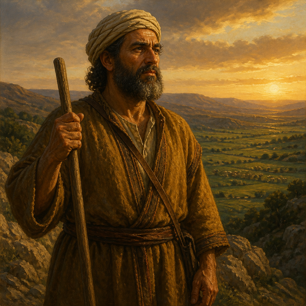 Oil-painting style portrait of Benaiah, Tribal Chief of Simeon, Simeonite leader mentioned in the genealogies of the Divided Monarchy