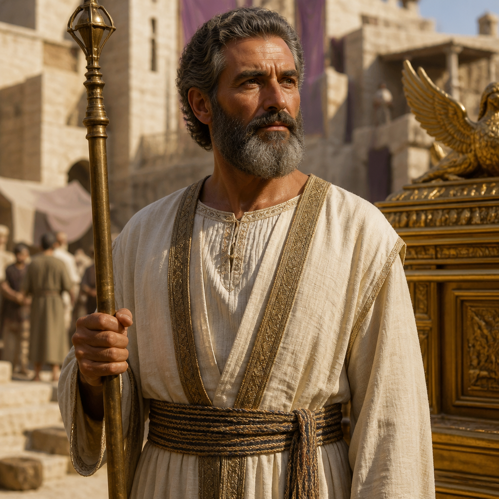 Oil-painting style portrait of Berechiah, Father of Asaph, Levite guardian of the Ark and the father of the musician Asaph