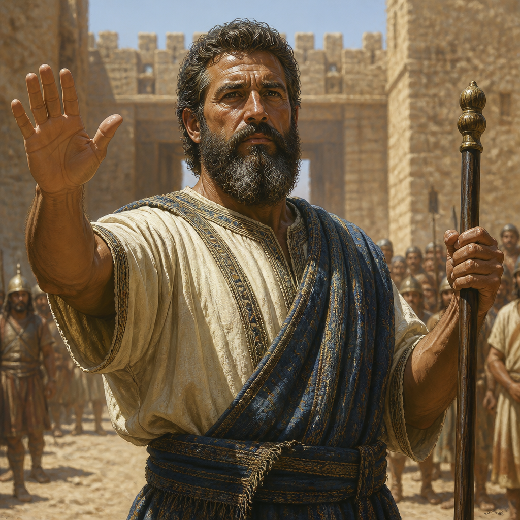 Oil-painting style portrait of Berechiah, Leader of Ephraim, Ephraimite leader who prevented the enslavement of Judean captives