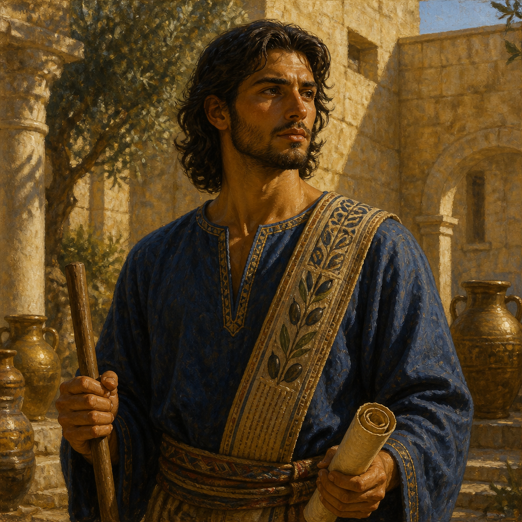 Oil-painting style portrait of Beri, Son of Zophah listed in the Asherite genealogy