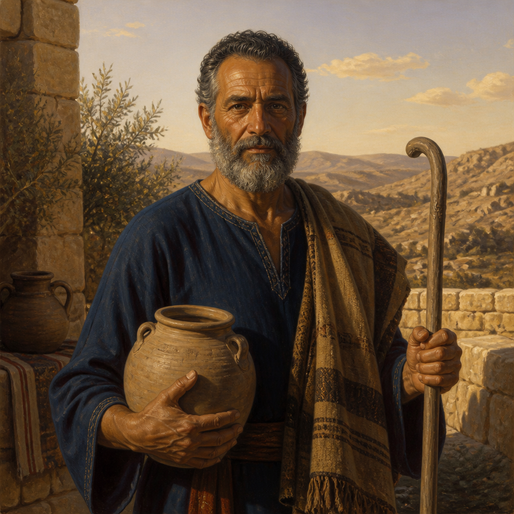 Oil-painting style portrait of Chelub, Brother of Shuhah, Judean ancestor and brother of Shuhah mentioned in the genealogies of Chronicles