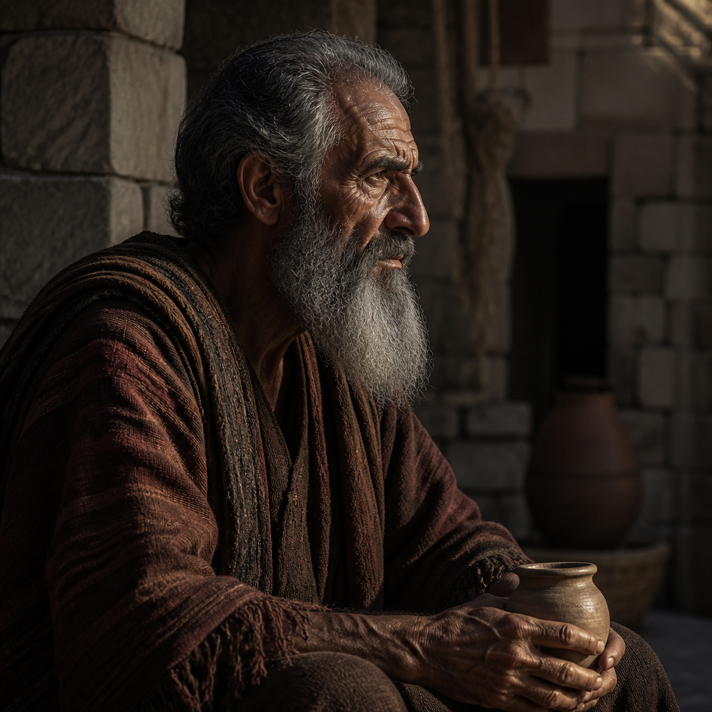 Oil-painting style portrait of Chenaanah, Father of Zedekiah, father of the false prophet Zedekiah who opposed Micaiah